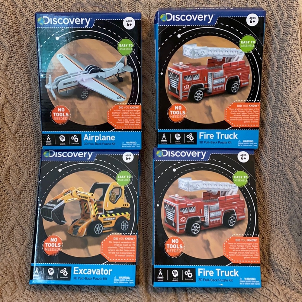 Discovery 3D pull-back puzzle kits